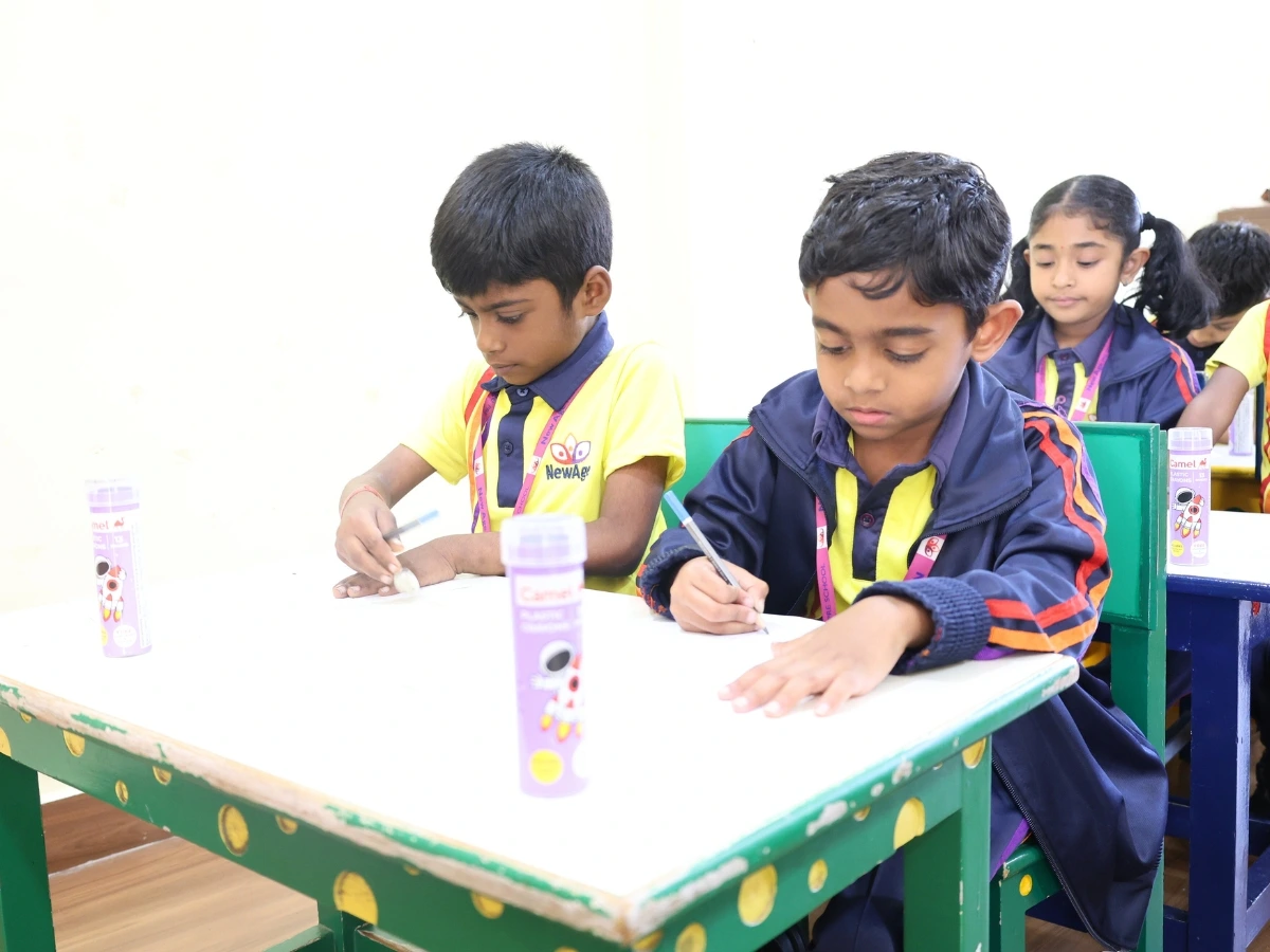 Happy toddler learning at preschool